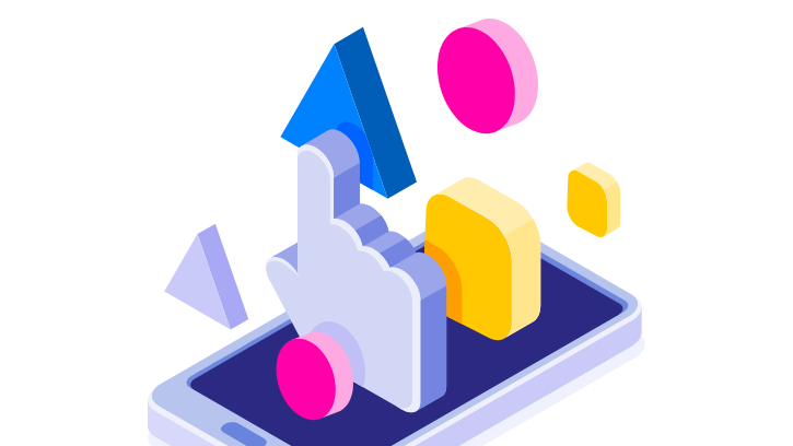 Hand pushing buttons to evaluate the user experience on a website