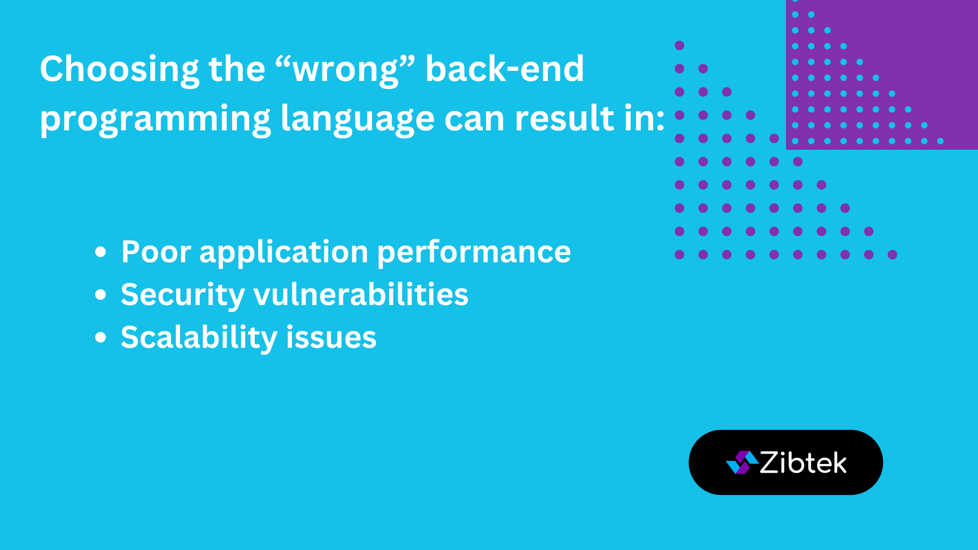 Back end programming impact bullet point graphic