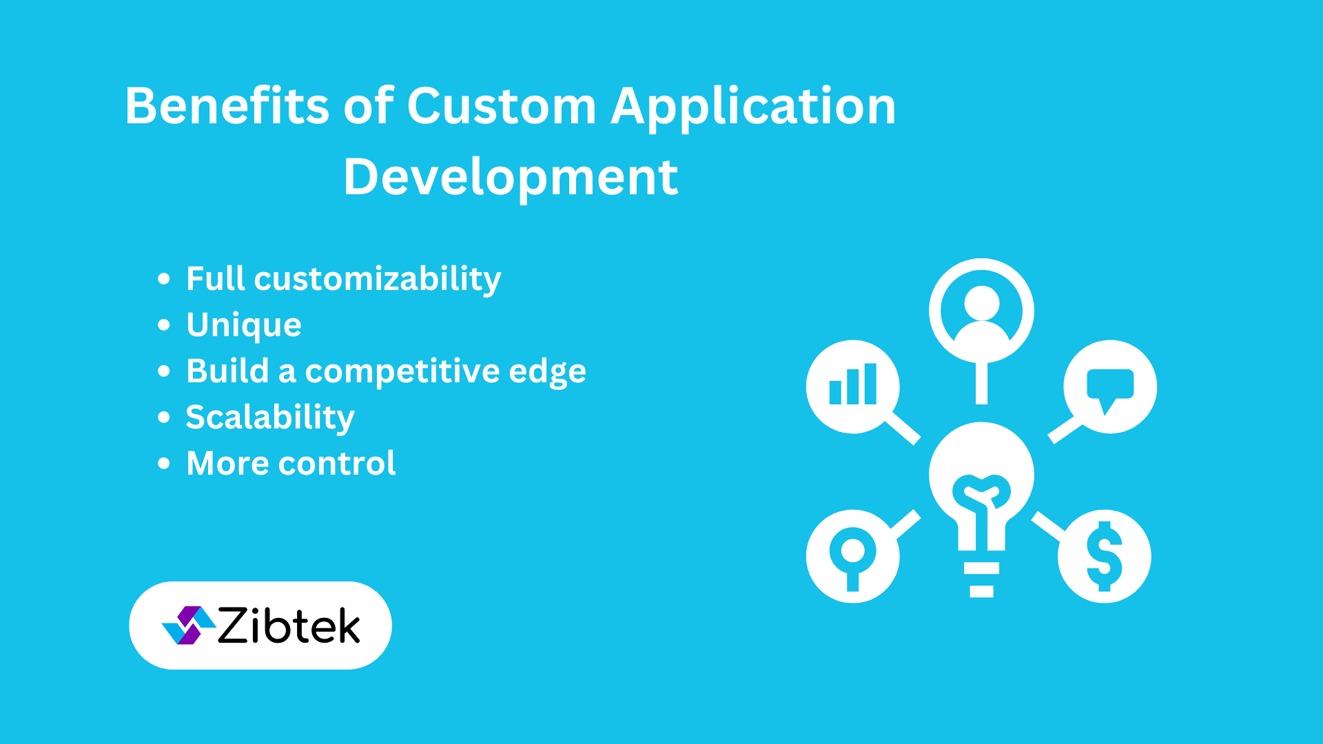 Chart which lists the benefits of custom application development
