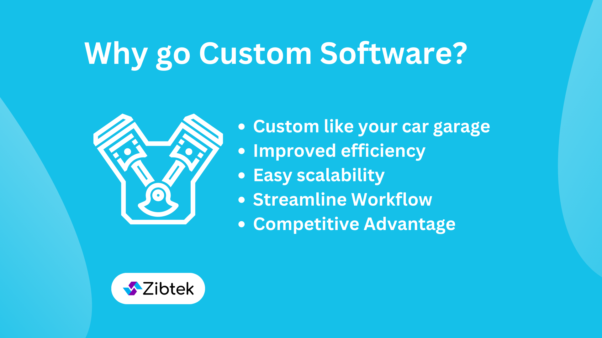 Custom software graphic with benefits listed in bullet points