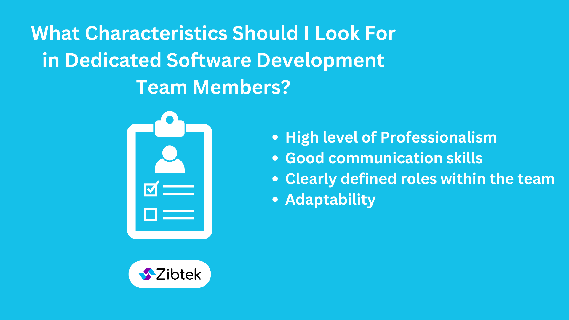 Chart with characteristics of a software development team