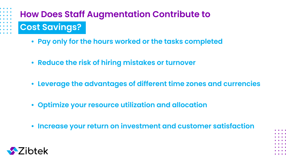 How does staff augmentation contribute to Cost Savings?