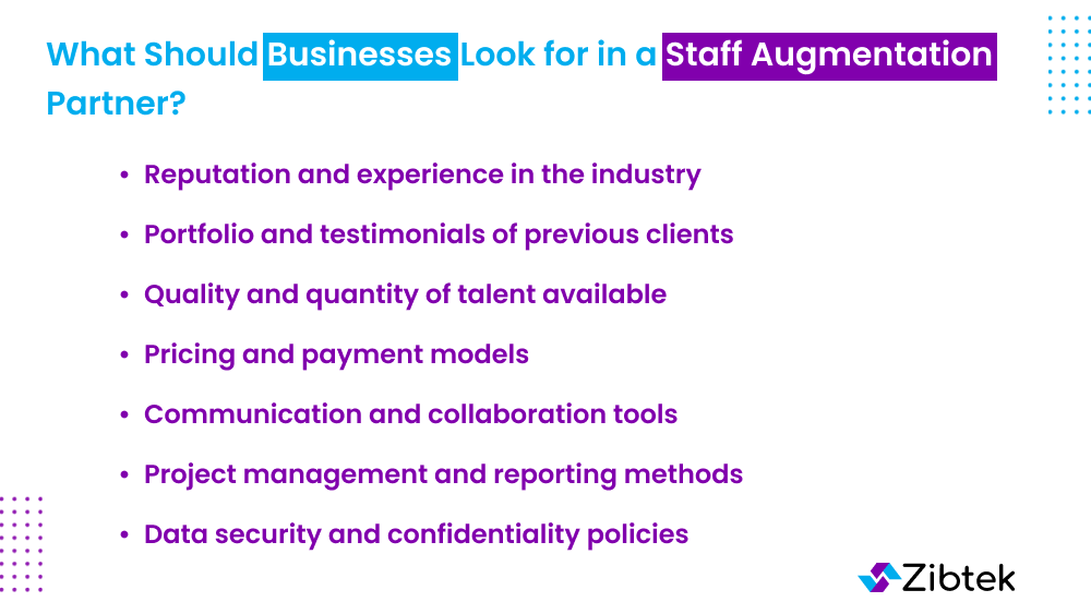 What should business look for in a staff augmentation partner?