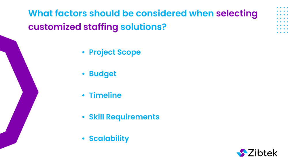 What factors should be considered when selecting customized staffing solutions?
